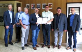 v.l.n.r.: Mag. Nikolaus Sauer (WLV), Bgm. Ernst Oroszlan (Obmann Stv. AWVS), Bgm. Kurt Fischer (2. Obmann Stv. WLV), Bgm. Ernst Edelmann (Obmann WLV), Bgm. Michael Schmidt (Obmann AWVS), Bgm. Josef Tschida (1. Obmann Stv. WLV), Ing. Gerald Skala (AWVS)